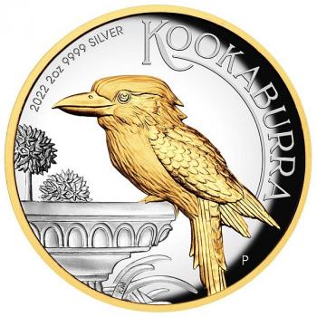 Preview: Australien Kookaburra High Relief Gilded 2 oz Silver 2022 Silber
