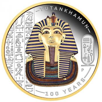 Preview: Tuvalu Tutankhamun Discovery 100 Year Anniversary 2 oz 2022 Silver PP Gilded Silber