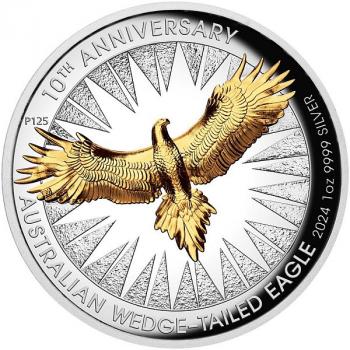 Preview: Australien Keilschwanzadler "Wedge-tailed Eagle" 1 oz Silver 2024 PP gilded
