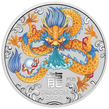 Preview: Australien Lunar III Dragon 1 oz Silver 2024 coloured Silber