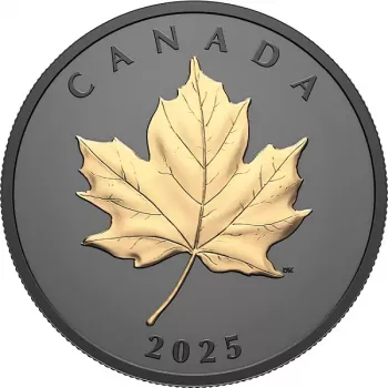 Kanada Maple Leaf 1 oz Silver 2025 Black Rhodium Gilded Proof