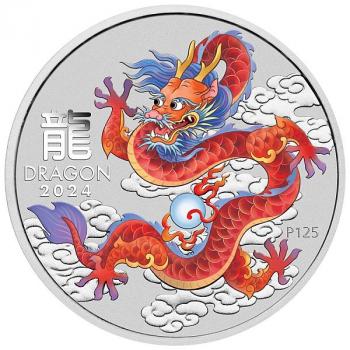 Preview: Australien Lunar III Red Dragon 1 oz Silver 2024 coloured Silber