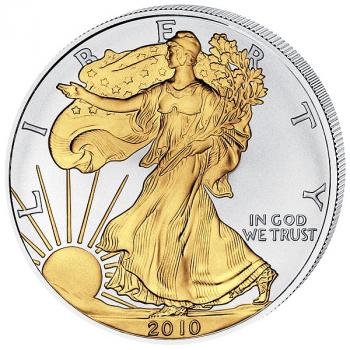Preview: USA American Eagle 1 Unze Silber 2010 gilded/vergoldet