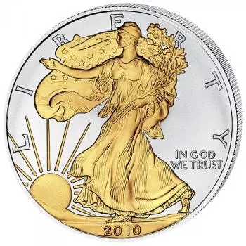 USA American Eagle 1 Unze Silber 2010 gilded/vergoldet