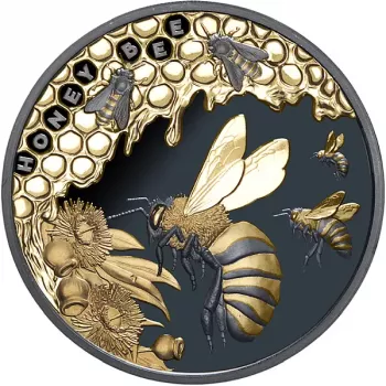 Niue - Honey Bee - Honigbiene 1 oz Silver 2025 Black Proof Gilded