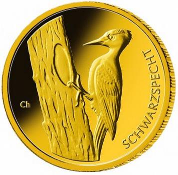 Preview: BRD Serie Heimische Vögel Schwarzspecht Pb A 20-Euro-Goldmünze 2021(6)