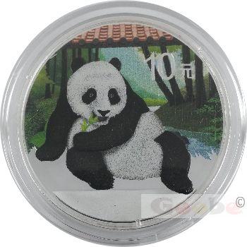 Preview: China Panda 30g Silver 2015 coloured