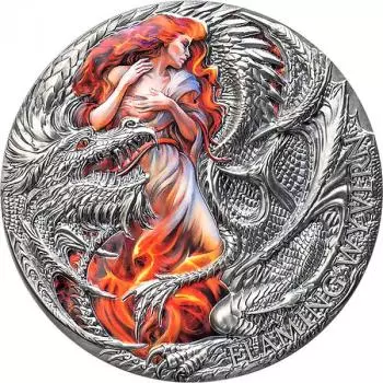 Cameroon Flaming Wyvern 2 oz Silver 2023 Antique finish