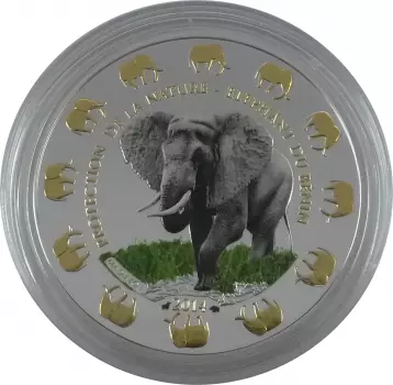 Benin "Elephant" Bull and Bear 1000 Francs gilded/colour