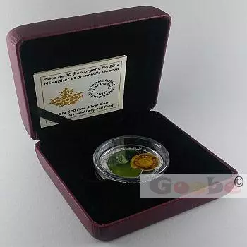 Kanada - Wasserlilie & Leopardenfrosch - Muranoglas - Silber 1 oz 2014