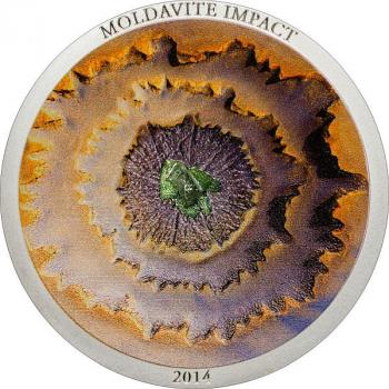 Preview: Cook Island "Moldavite Impact" 1 oz Silver 2014 Meteoritenmünze Silber