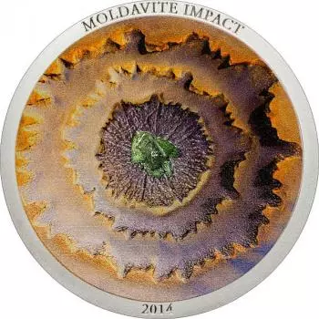 Cook Island "Moldavite Impact" 1 oz Silver 2014 Meteoritenmünze Silber