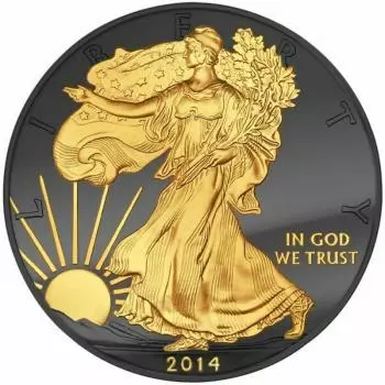 USA 2014 Eagle Golden Enigma Black Ruthenium 1 Oz Silber top rare