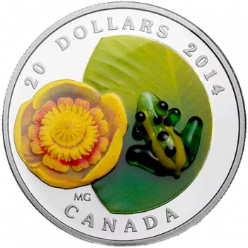 Kanada Wasserlilie & Leopardenfrosch 1oz Silber 2014