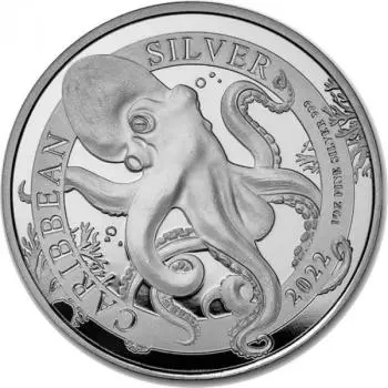 Barbados Caribean Octopus 1 oz Silver 2022 BU Silber