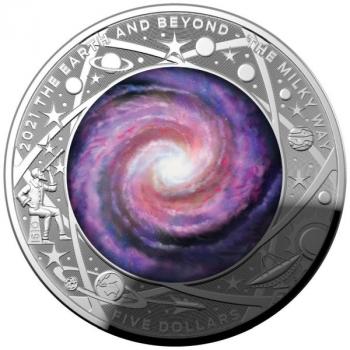 Preview: Australien 5 $ Earth & Beyond The Milky Way Milchstraße 1 Oz Silber PP 2021