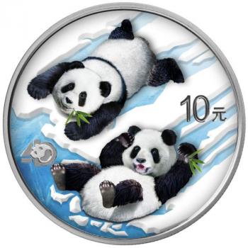 Preview: China Panda 30gr. Silber 2022 farbig - Jubiläums-Ausgabe 40 Jahre Panda Silver