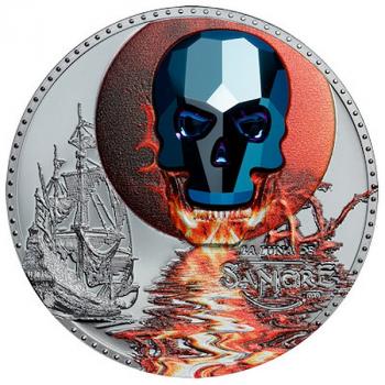 Equatorial Guinea - Crystal Skull -  Luna de Sangre - 1000 Francs - 2019  -1 Oz Silber