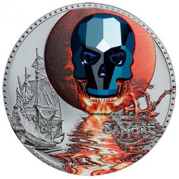 Preview: Equatorial Guinea - Crystal Skull - Luna de Sangre - 1000 Francs - 2019 -1 Oz Silber