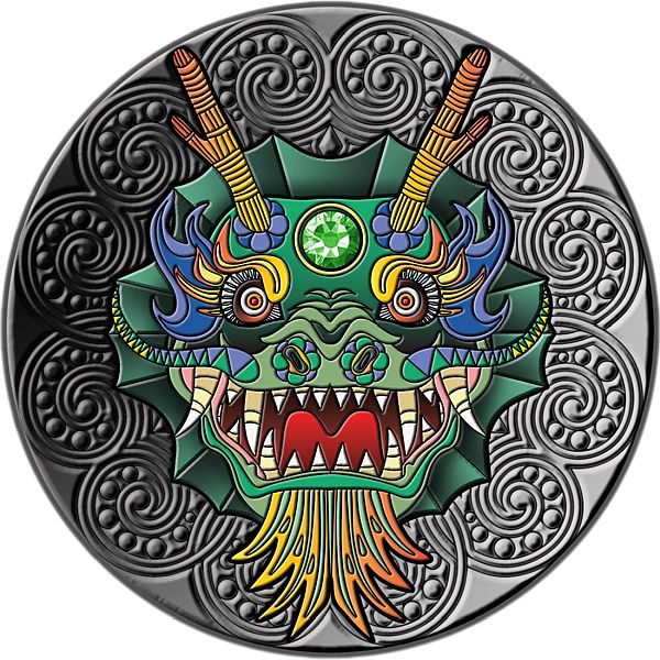 Niue Dragon Mandala Art 2 Oz Silver 2024 Antique Finish Multicolour Niue Dragon Mandala Art 2 Oz Silver 2024 Antique Finish Multicolour