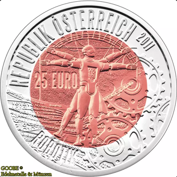 Silber-Niob-Münze Robotik 25€