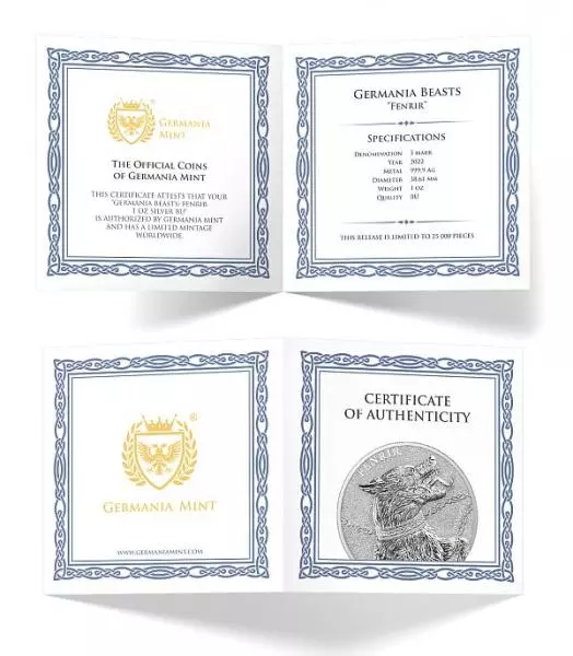 Alle Münzen sind zertifiziert. Das beiliegende Echtheitszertifikat liefert alle erforderlichen Informationen.